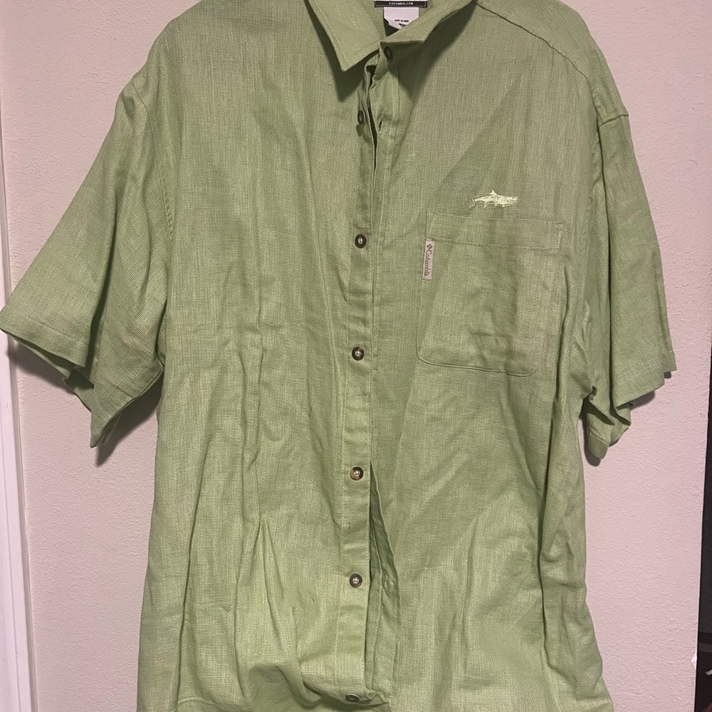 Columbia River Lodge Men's Shirt Spring Green Short Sleeve Size XL